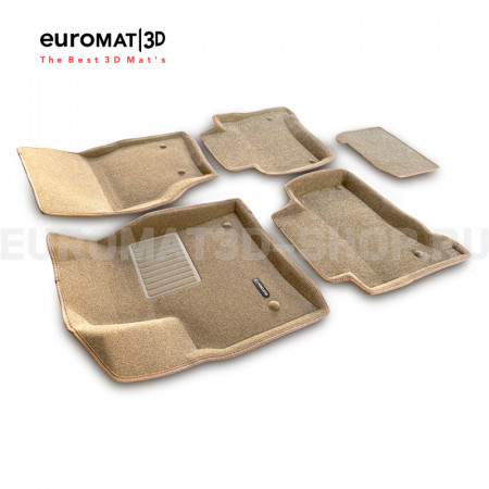Текстильные 3D коврики Euromat3D Business в салон для Porsche Cayenne (2002-2009) № EMC3D-004100T Бежевые
